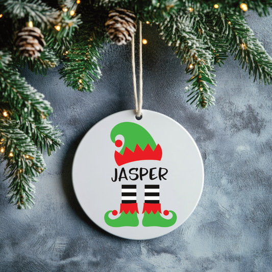 Christmas Ornament - Ceramic Elf Name