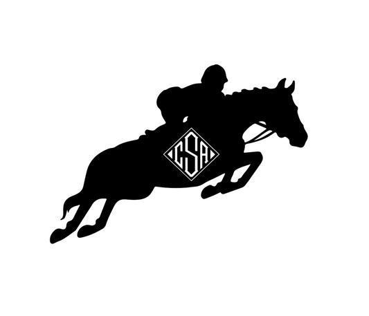 Decal - Monogrammed Hunter Jumper Decal - Horse and Rider Jumping