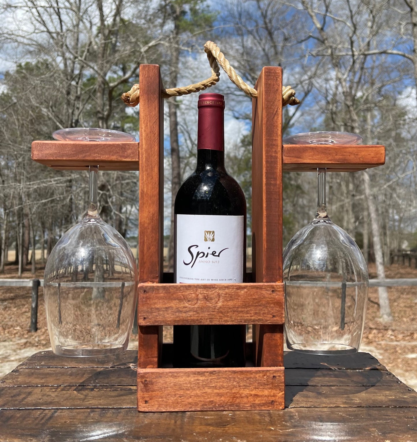 Beverage Tote/Caddy - Wine & Glasses Holder