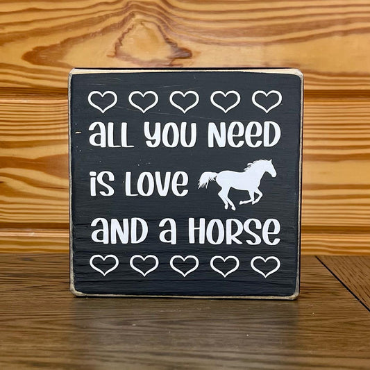 Sign - Equine Rustic Wooden Block/Shelf Sitter